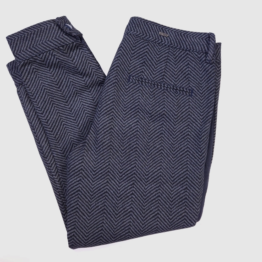 Levi's Herringbone Navy Blue Cropped Pleated Button Cuffed Riding Pants Size 26